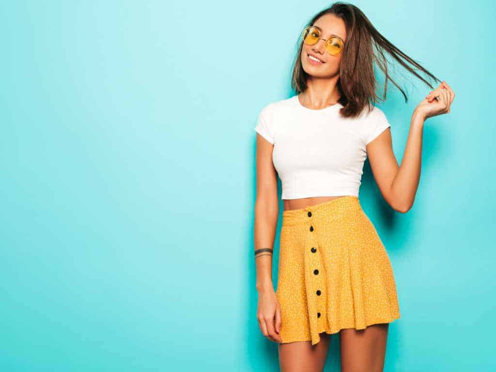 Yellow Mini Skirt outfit