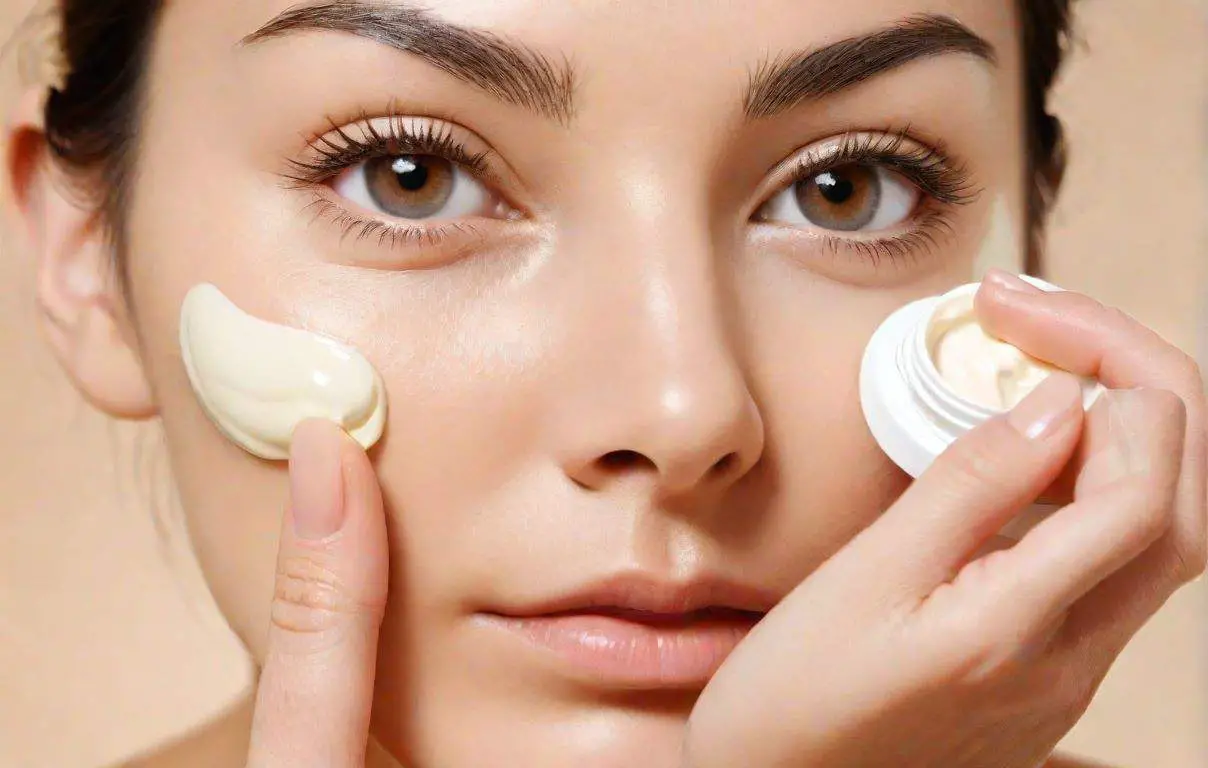 a woman applying eye cream for wrinkles