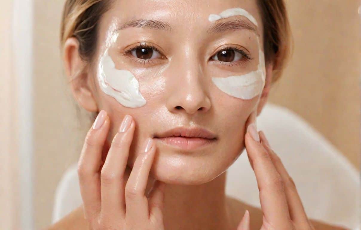 woman applying best tinted moisturizer on her face