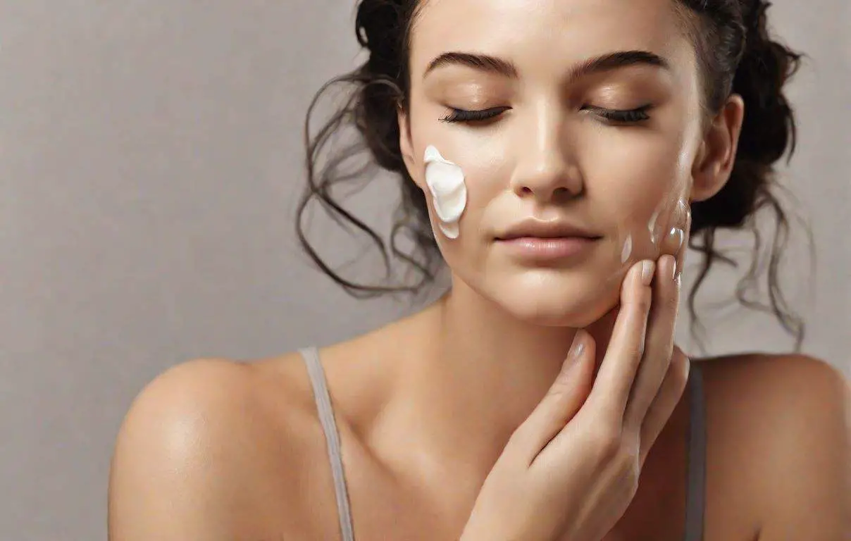 a woman massaging facial oil