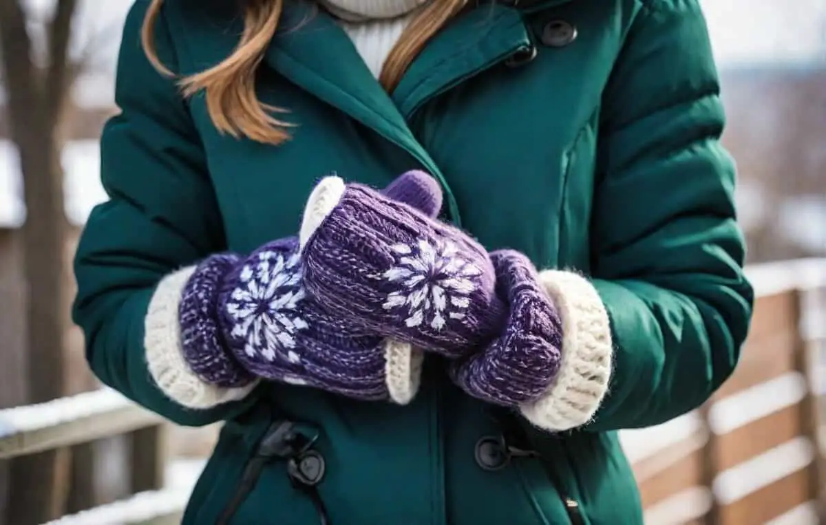 woman wearing mittens