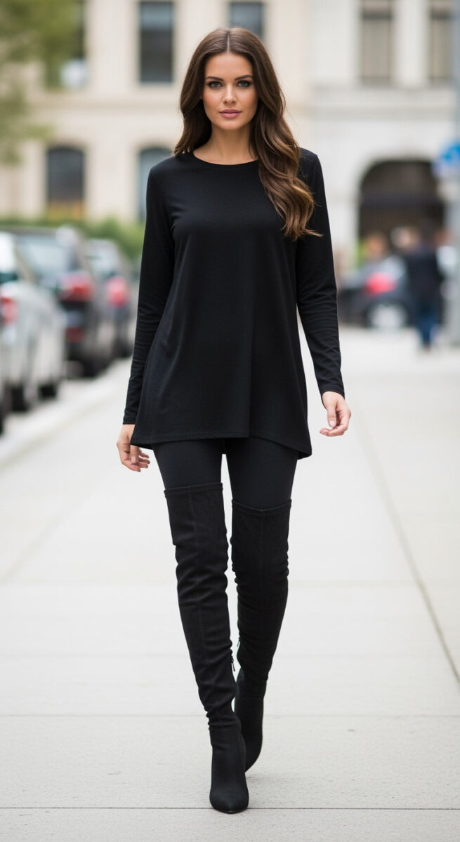 15 Thigh High Boots Outfit Ideas That Actually Work in Real Life 16 The Monochrome Moment Thigh High Boots Outfit