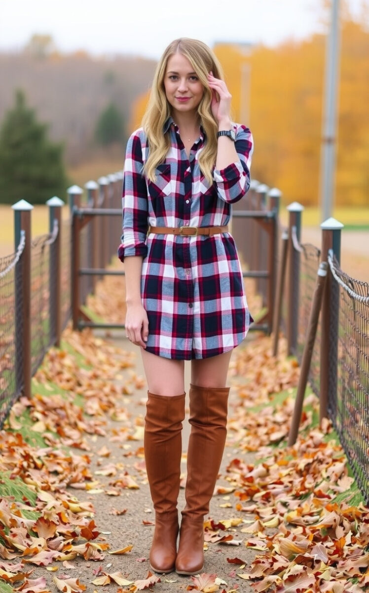 Autumn Vibes with a Plaid Shirt Dress