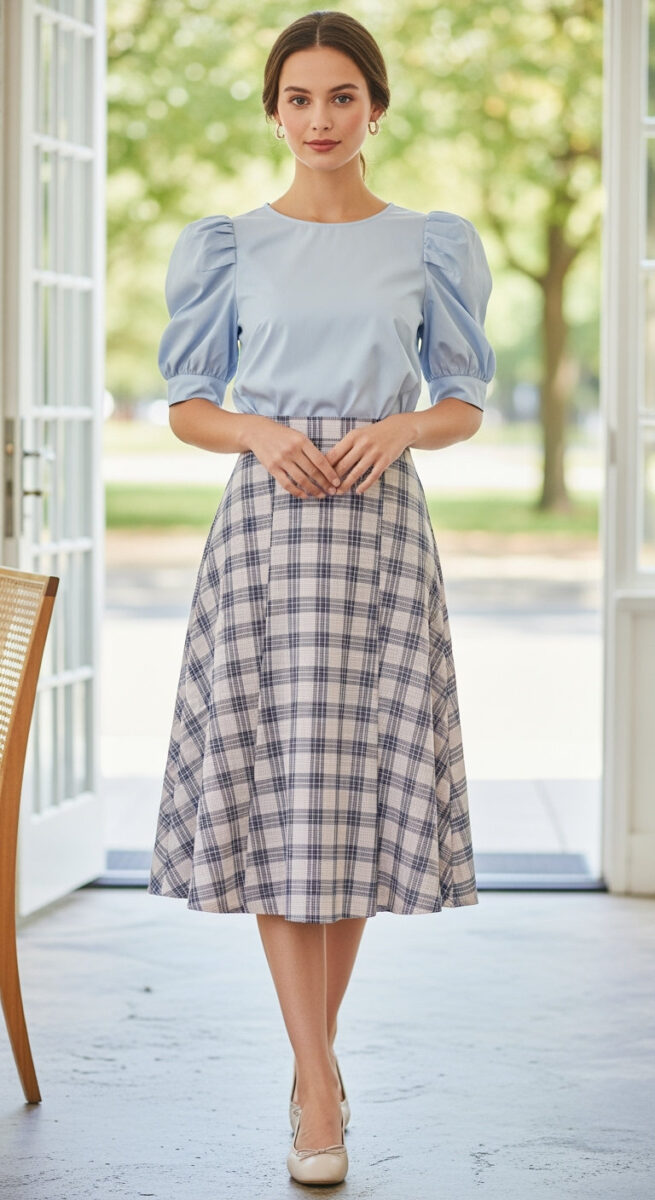 Feminine With a Puff-Sleeve Blouse