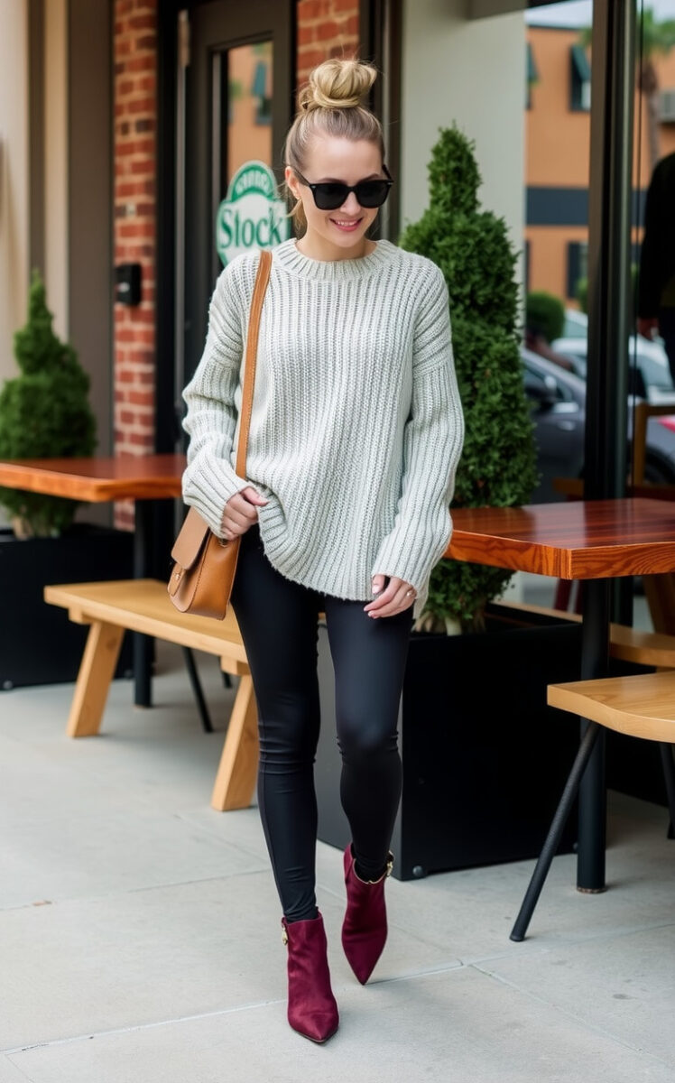 15 Ankle Boots Outfit Ideas: Your Ultimate Guide to Rocking This Versatile Footwear 5 Leggings and an Oversized Sweater