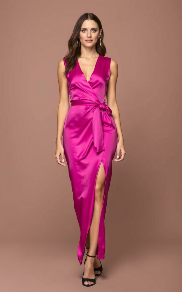 15 Birthday Party Outfit Ideas to Make You the Birthday Babe 8 Satin Wrap Dress