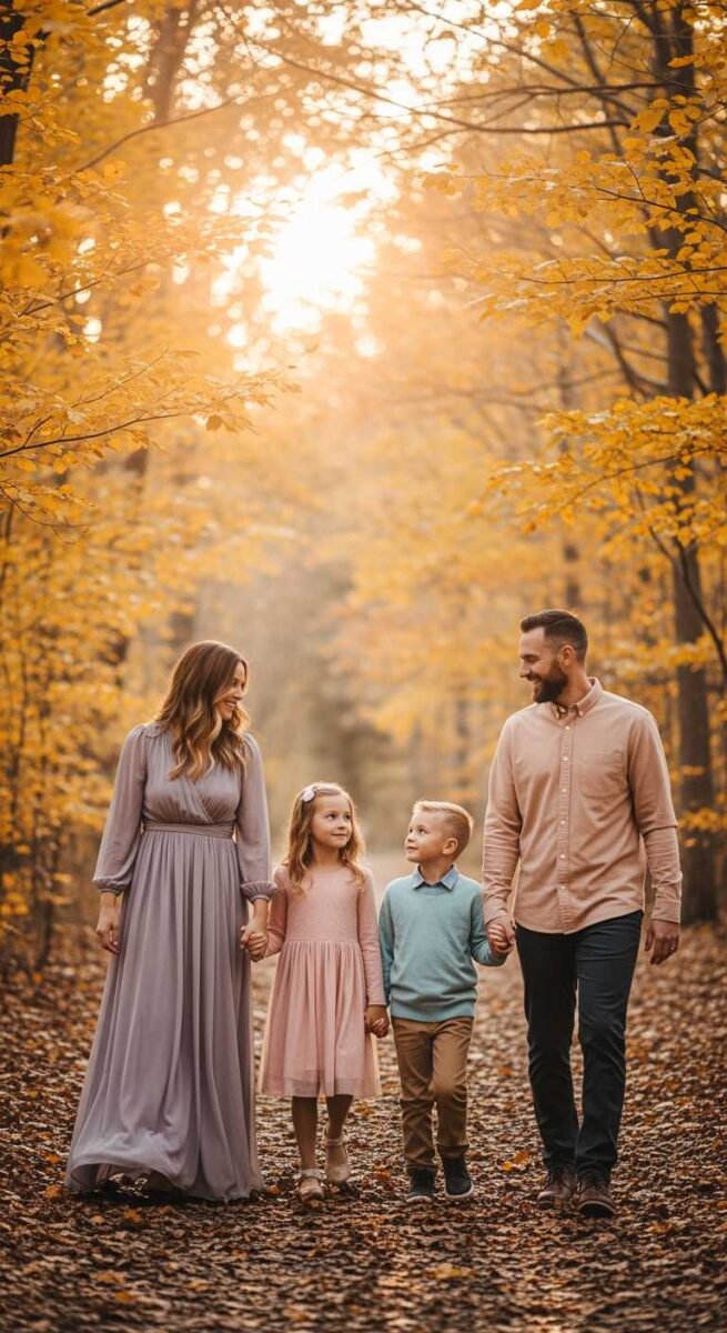 Soft Pastels Against Fall Backdrops