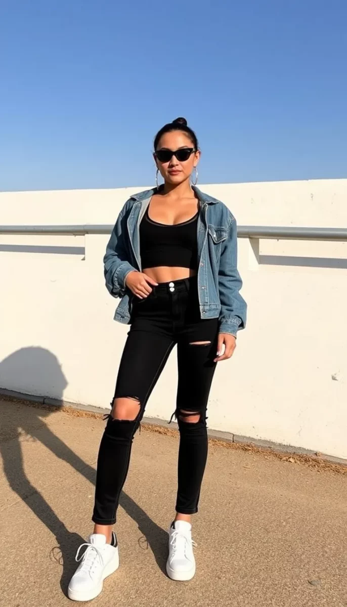 The Classic Crop Top and High-Waisted Jeans Combo