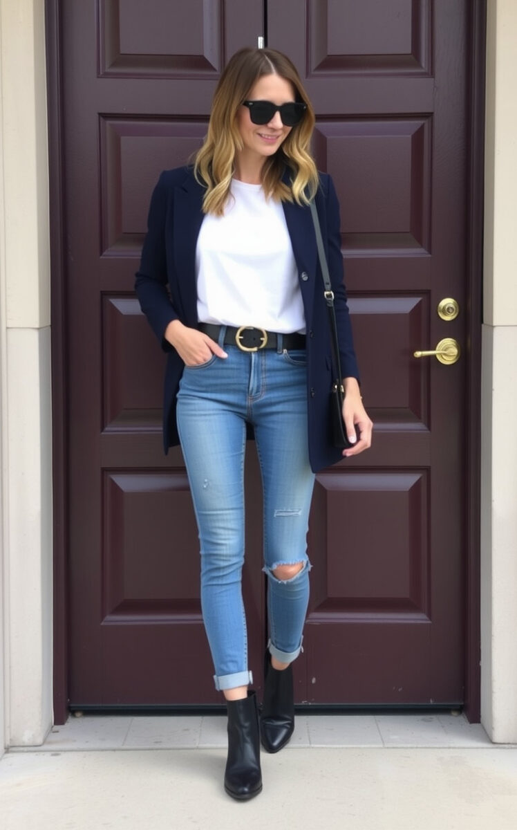 15 Ankle Boots Outfit Ideas: Your Ultimate Guide to Rocking This Versatile Footwear 2 The Classic Jeans and White Tee Combo