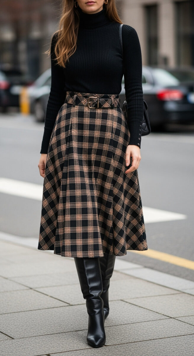 Turtleneck + Knee-High Boots