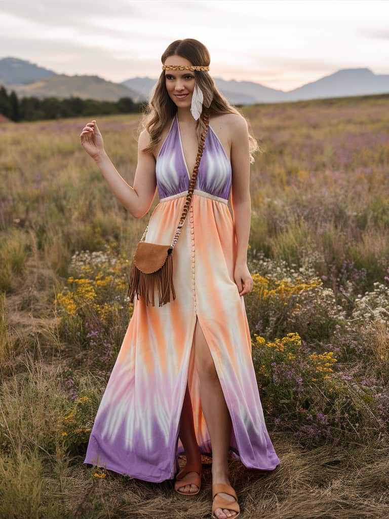  Tie-Dye Maxi Dress & Beaded Headband