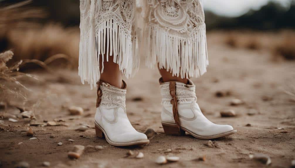 boho chic style with white boots