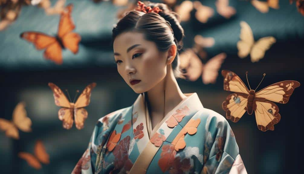 elegant butterfly motif kimono