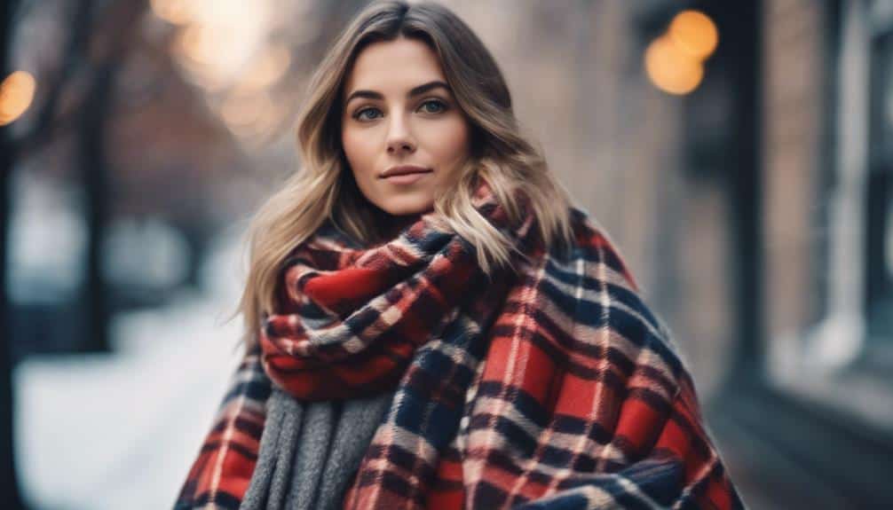 fashionable plaid blanket scarf