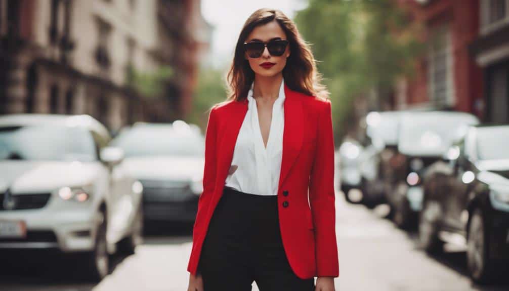 fashionable red blazer ensemble