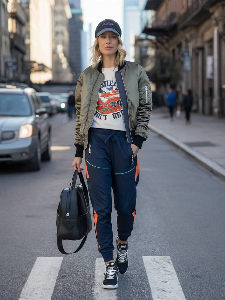 Joggers, Graphic Tee, and Bomber Jacket