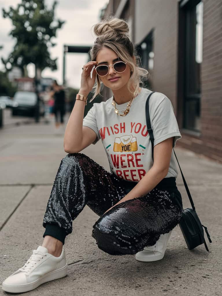 Graphic Tee & Sequin Joggers