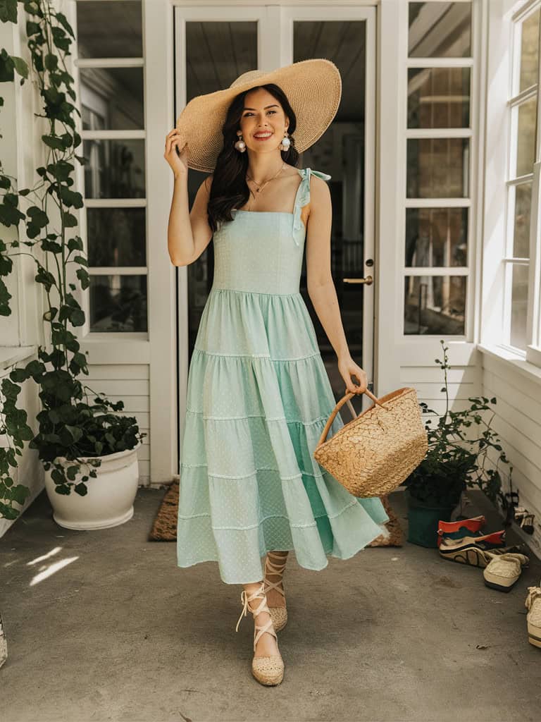 mint green sundress espadrille sandals 1