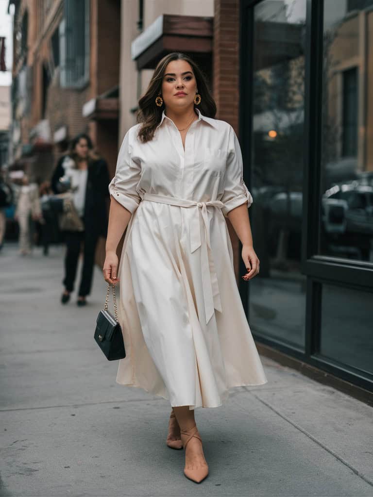 Belted Shirtdress & Statement Earrings