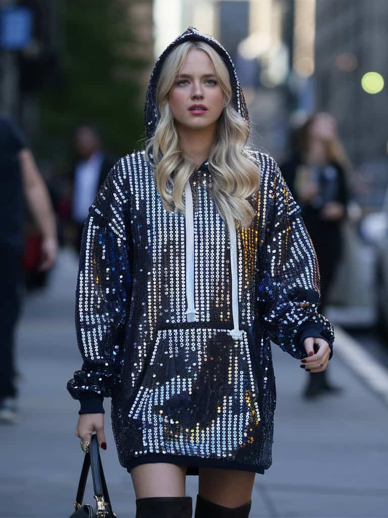Sequin Hoodie Dress