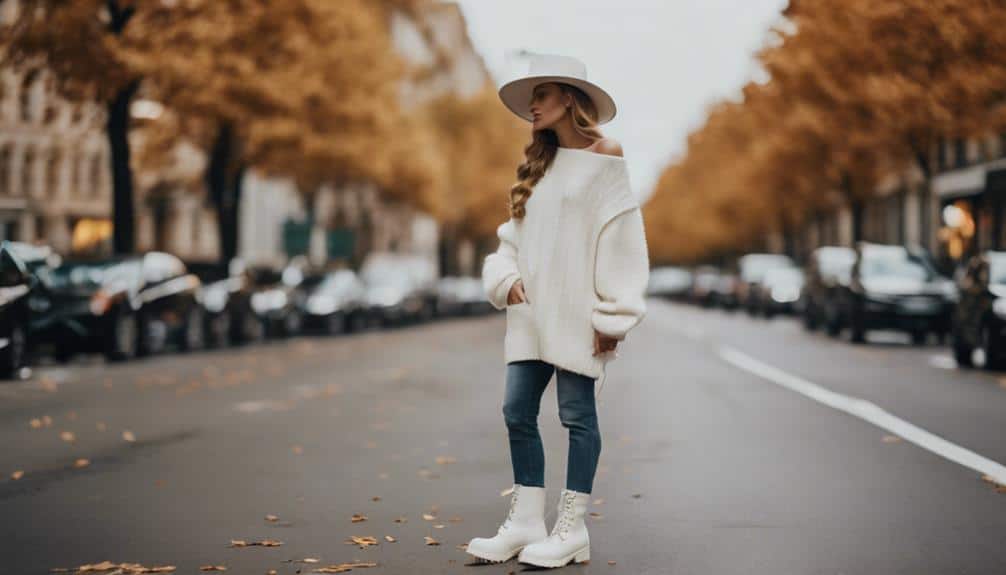 stylish white boots outfit
