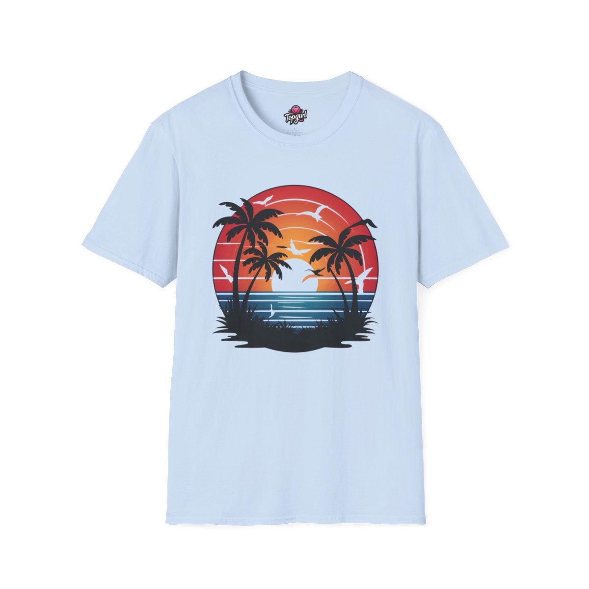 model wearing vintage sunset ocean t shirt