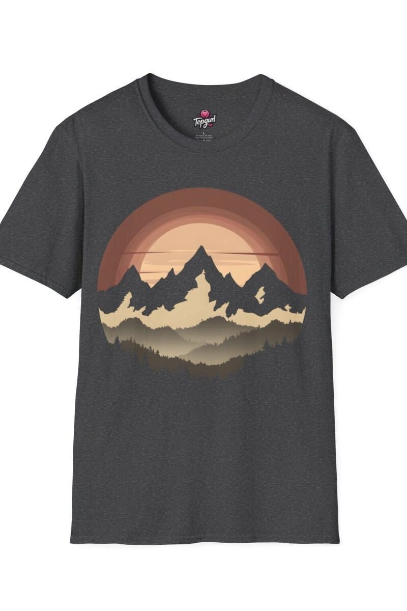 model wearing vintage mountain nature t shirt