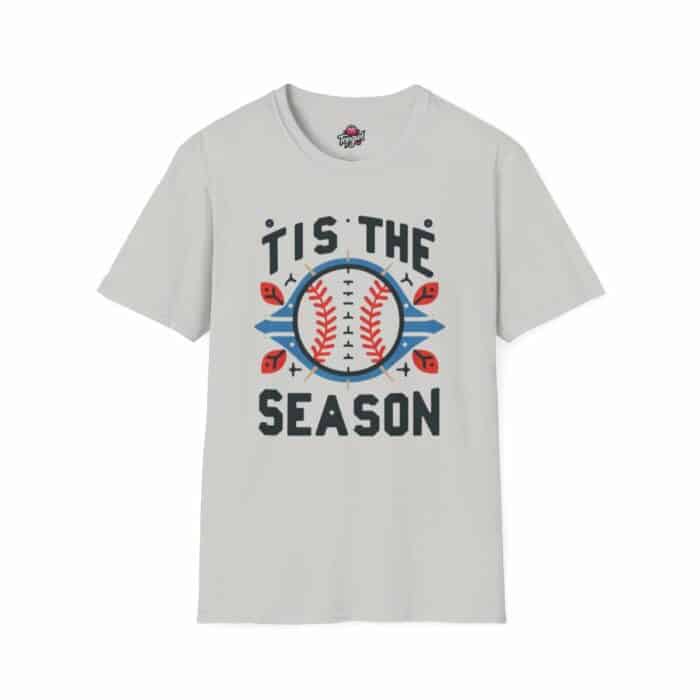 model wearing tis the season baseball t shirt
