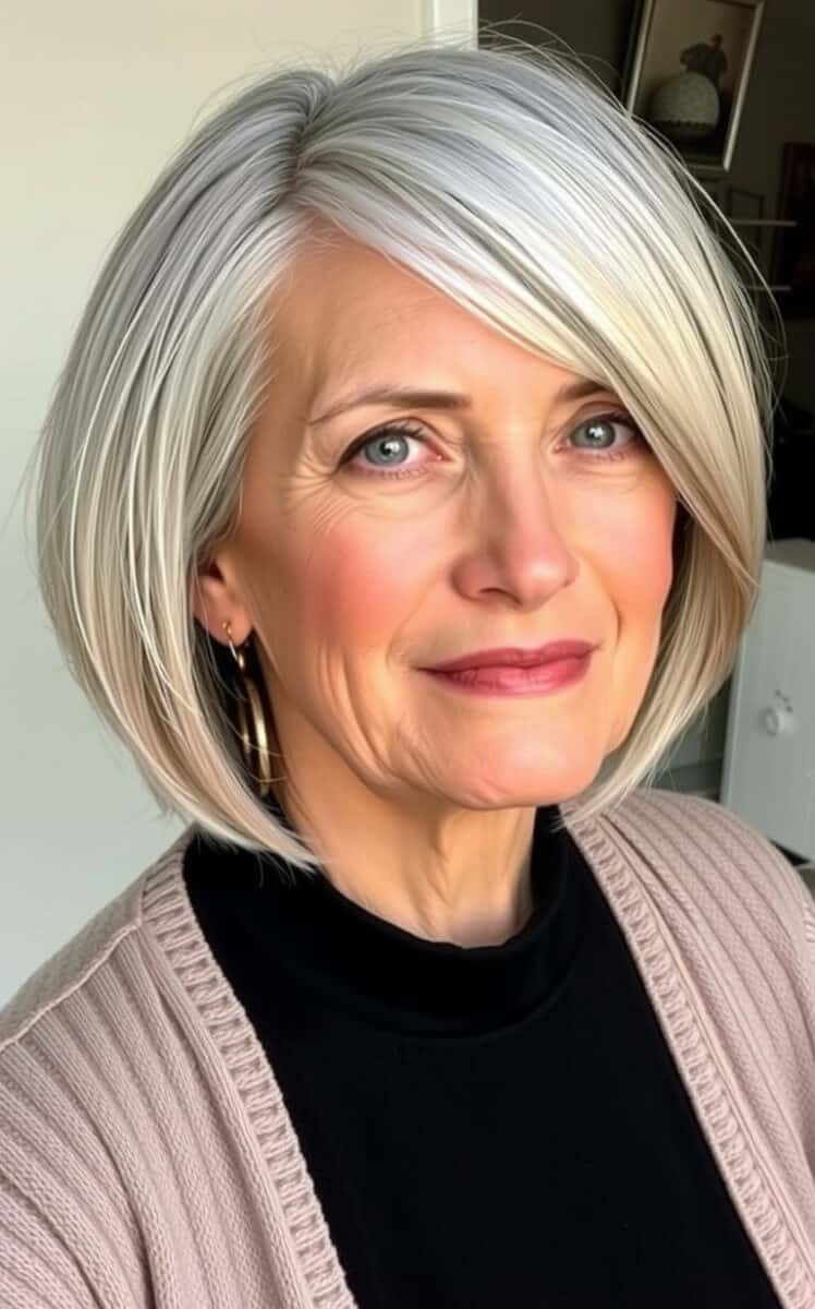 Soft Bob with Side-Swept Bangs