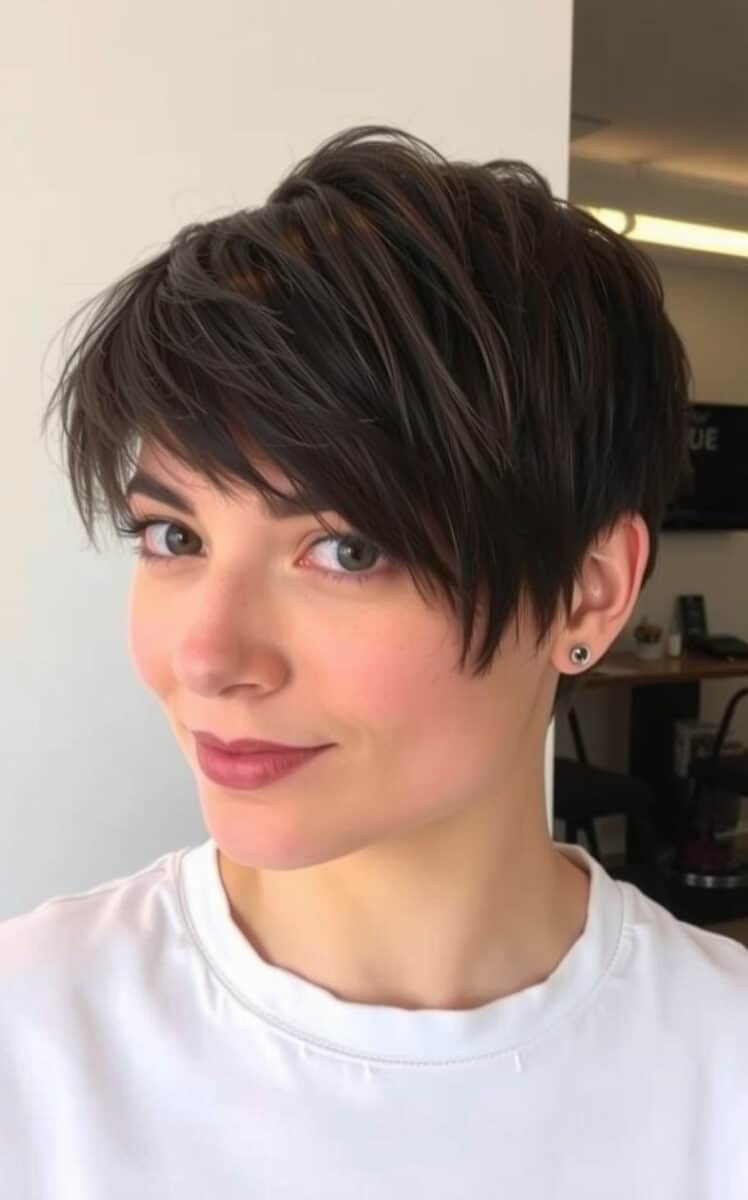 The Shaggy Pixie with Long Bangs