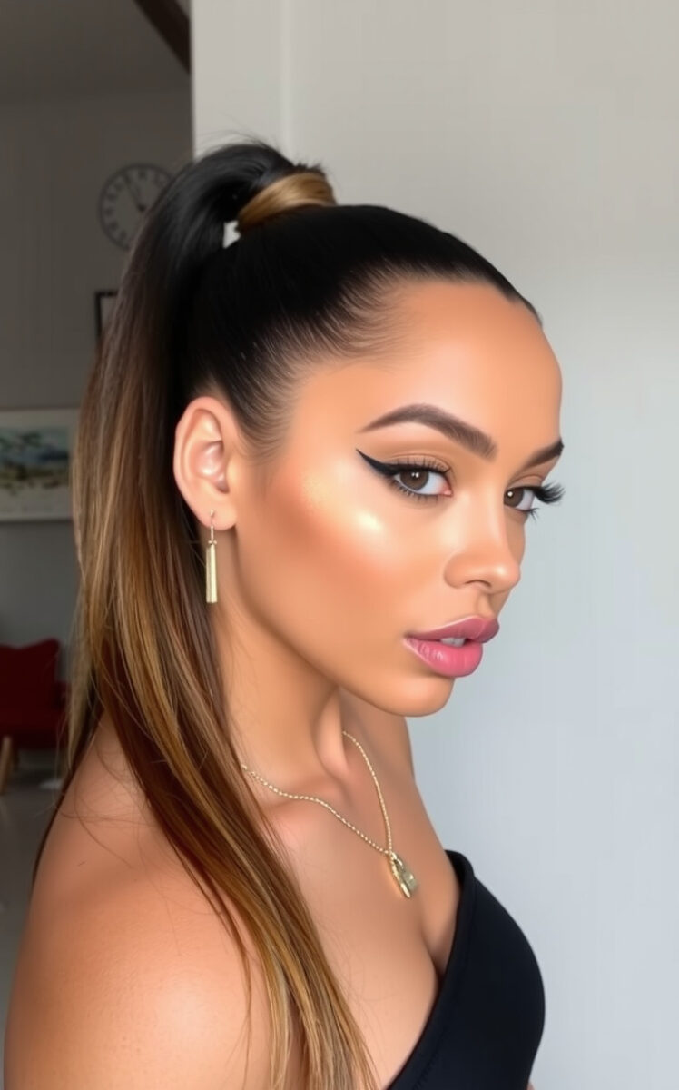 Sleek High Ponytail with Baby Hairs