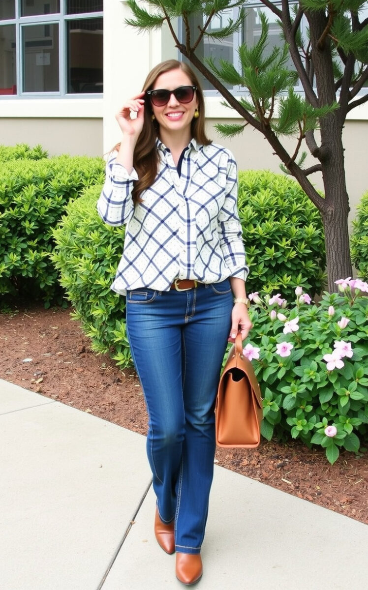 15 Bootcut Jeans Outfit Ideas That'll Make You Fall in Love with This Classic Cut Again 12 Pattern Play