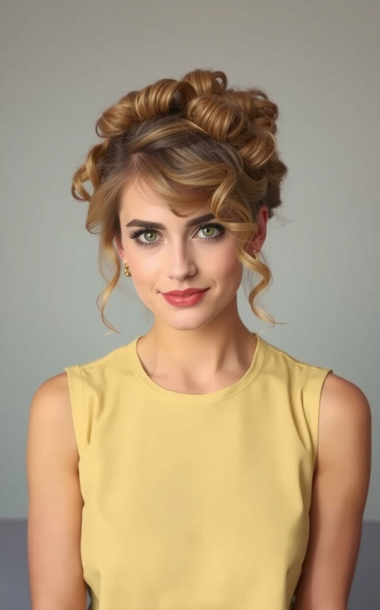 15 Gorgeous Hairstyles That'll Make Your Curly Medium Hair Pop 10 Curly Updo with Loose Tendrils