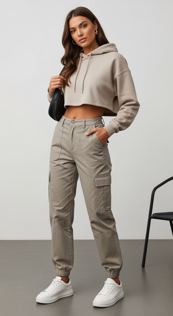 Cargo Pants + Hoodie + Sneakers