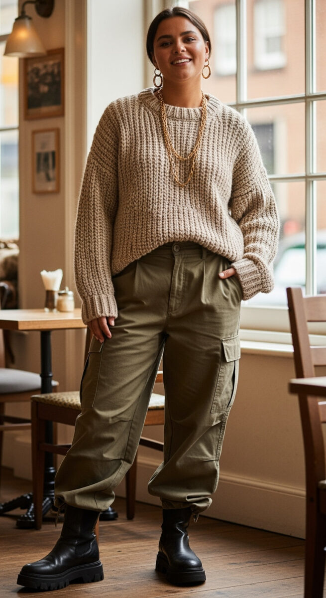 Cargo Pants + Oversized Sweater
