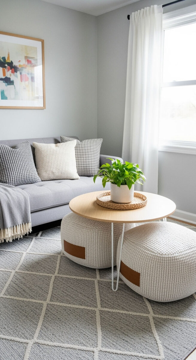 Double Up Seating With Poufs