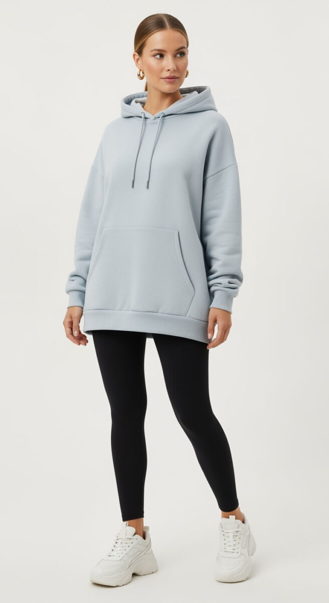 Leggings + Oversized Hoodie + Chunky Sneakers