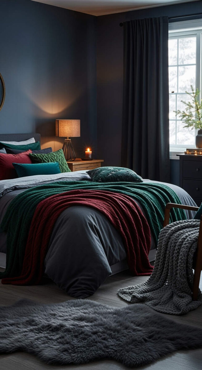 20 Cozy Bedroom Decor Ideas for Winter That’ll Warm Up Your Space 7 Incorporate Dark, Moody Colors