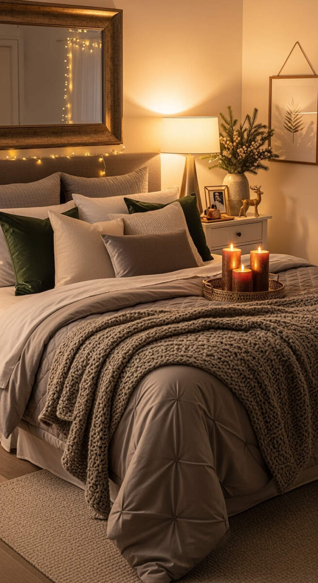 20 Cozy Bedroom Decor Ideas for Winter That’ll Warm Up Your Space 14 Incorporate Metallic Accents