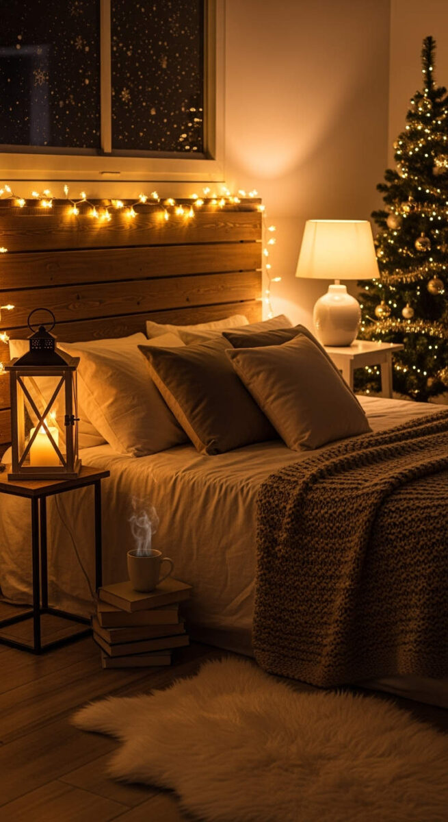 20 Cozy Bedroom Decor Ideas for Winter That’ll Warm Up Your Space 5 Introduce Warm Lighting