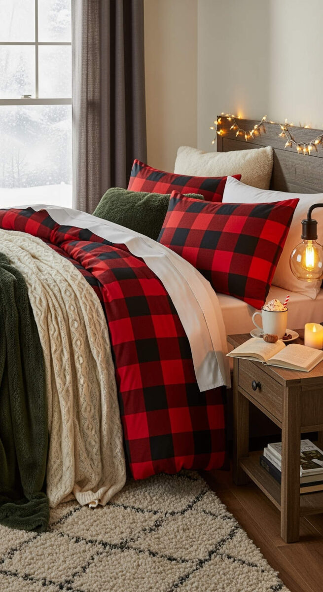 20 Cozy Bedroom Decor Ideas for Winter That’ll Warm Up Your Space 3 Switch to Flannel or Fleece Bedding