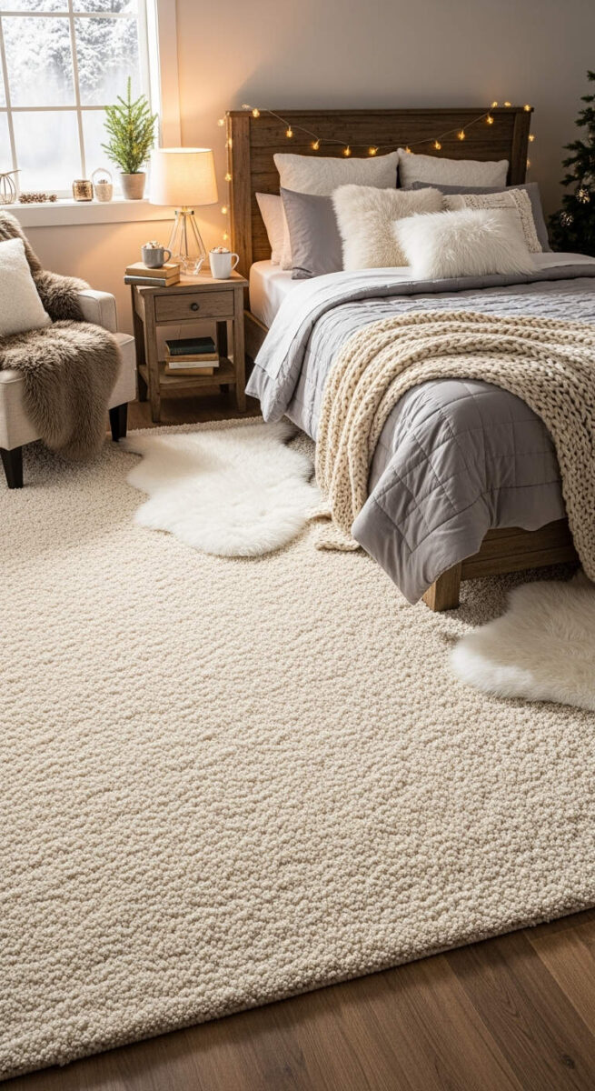 20 Cozy Bedroom Decor Ideas for Winter That’ll Warm Up Your Space 8 Upgrade to a Plush Rug