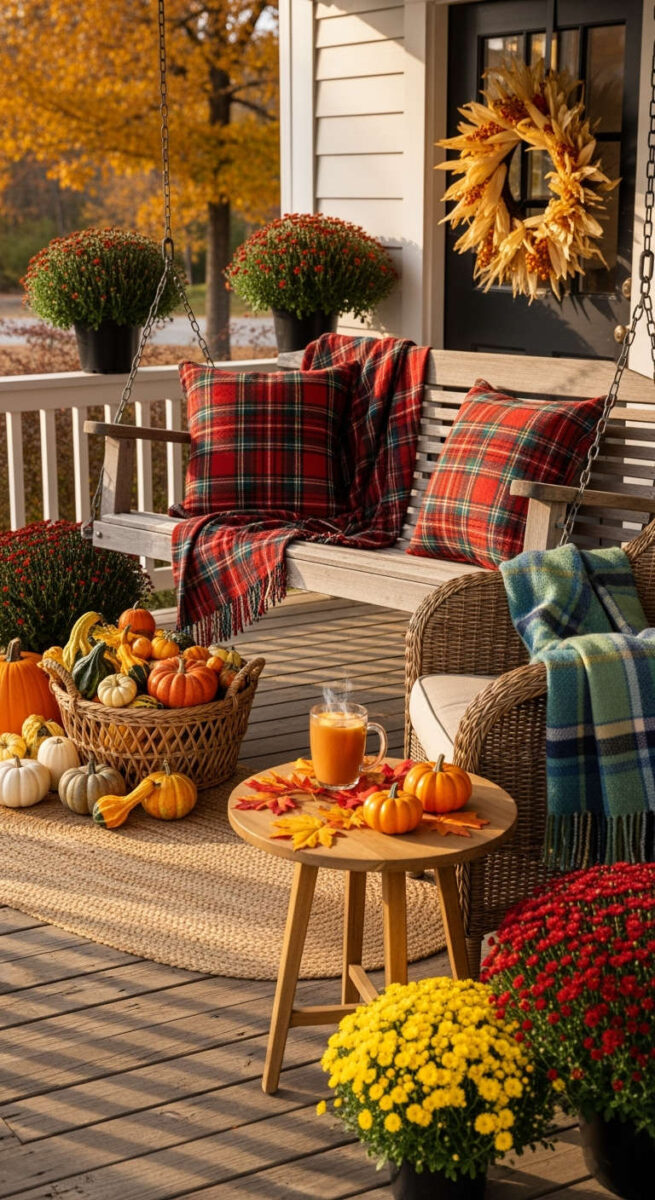 Use Plaid Blankets and Pillows