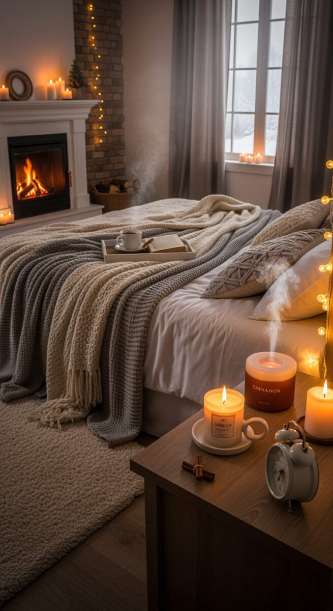20 Cozy Bedroom Decor Ideas for Winter That’ll Warm Up Your Space 6 Use Seasonal Scents