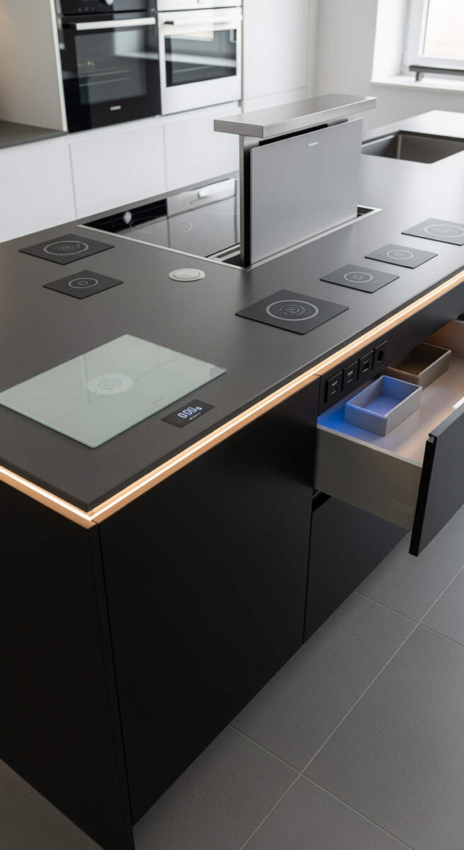20 Modern Kitchen Island Designs That Totally Level Up Your Space 21 The Tech-Enhanced Smart Island