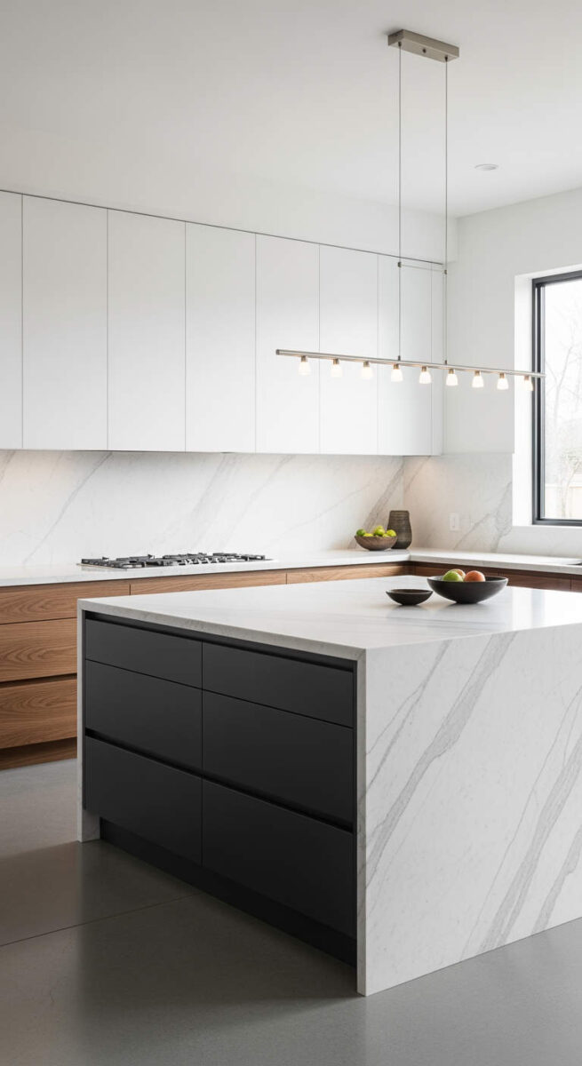 20 Modern Kitchen Island Designs That Totally Level Up Your Space 3 The Two-Tone Contrasting Island