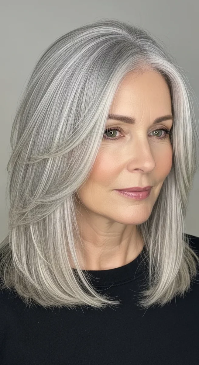 Ash Blonde Highlights on Gray Hair