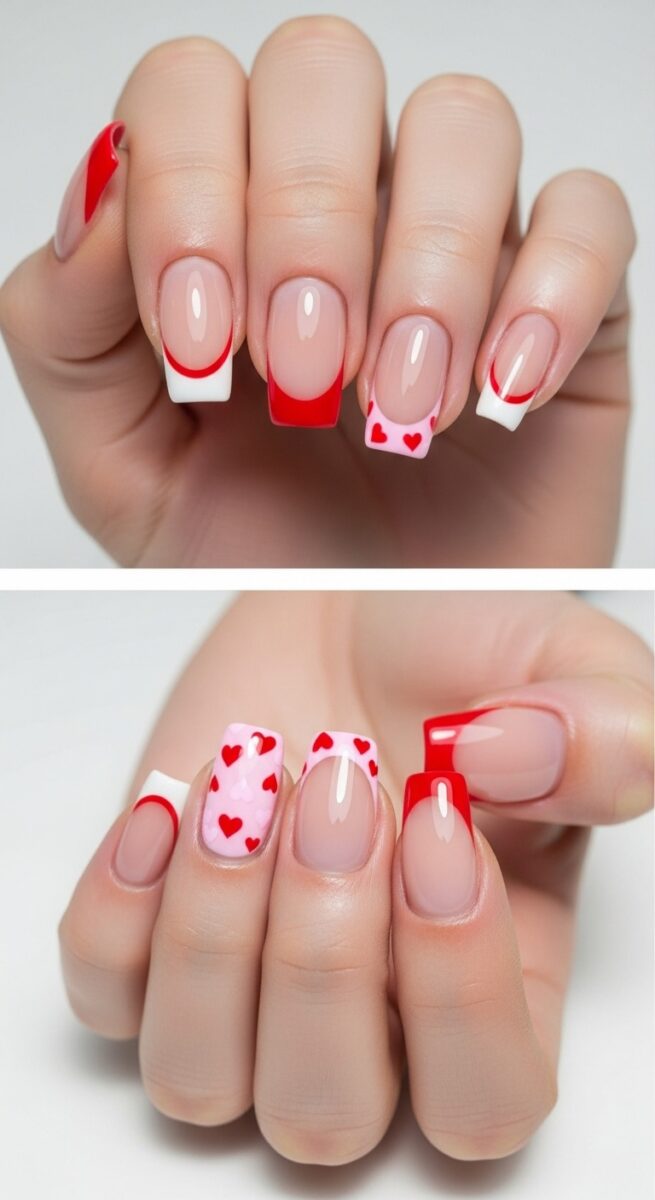 20 Valentine Nails That Feel Flirty, Fun, and Totally You 4 French Tip Valentine Nails with a Twist
