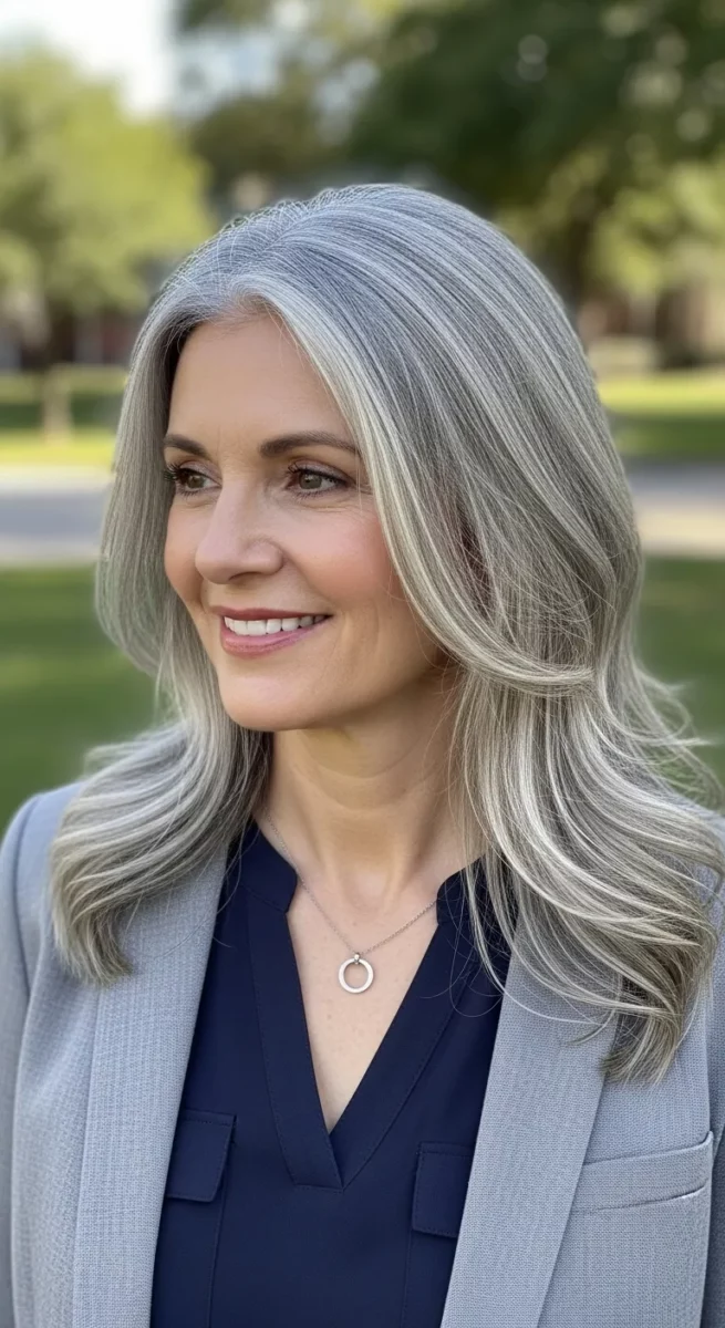 Gray Hair With Beige Highlights