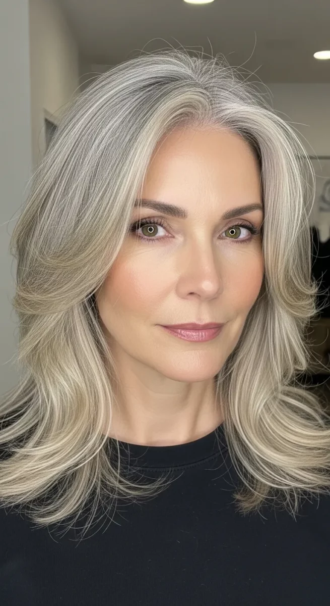 Gray Hair With Warm Blonde Highlights